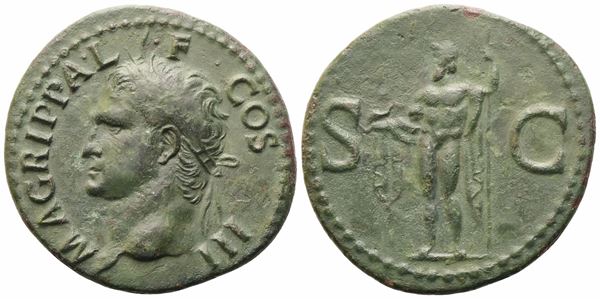 Agrippa (died 12 BC), As struck under Gaius (37-41), Rome; Æ (11 g; 29 mm; 6 h)