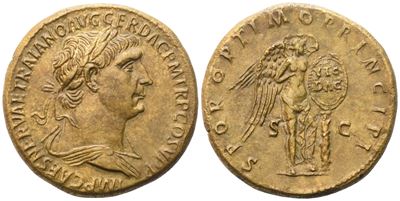 Traiano (98–117), Sesterzio romano, Roma, 104–107 circa
