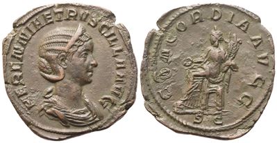 Anonimo (III secolo), Sestertio coniato sotto Traiano Decio, Roma, Herennia Etruscilla Augusta