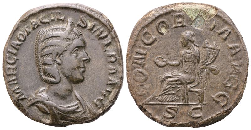 Otacilia Severa, Sestertius battuto sotto Filippo I, Roma (244–249), bronzo (Æ)