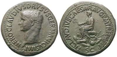 Nerone Claudio Druso Germanico, Sestertzio (sesterzio) sotto Claudio, bronzo Æ