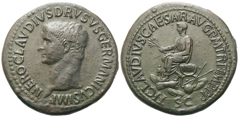 Nerone Claudio Druso Germanico, Sestertzio (sesterzio) sotto Claudio, bronzo Æ