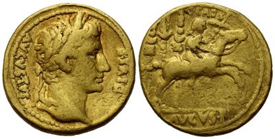 Augustus (27 Bc-ad 14), Aureus, Lugdunum, 15-12 Bc; Av (7,75 G; 18,6 MM; 6 H)
