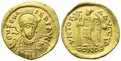 Zeno (476-491), Solidus, Constantinople; Av (4,43 G; 19,8 MM; 6 H)