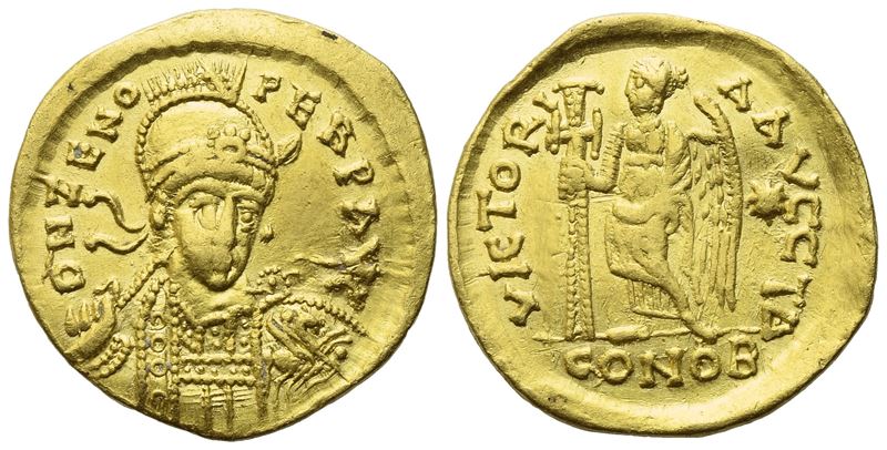 Zeno (476-491), Solidus, Constantinople; Av (4,43 G; 19,8 MM; 6 H)