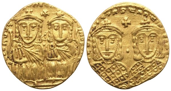 Constantine VI, with Leo III, Constantine V, and Leo IV (780-797), Solidus, Constantinopolis; AV (4,41 g; 20,4 mm; 6 h)