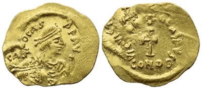 Phocas (602-610), Tremissis, Constantinople; Av (1,48 G; 17 MM; 6 H)