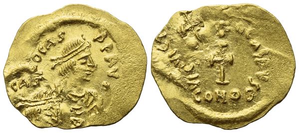 Phocas (602-610), Tremissis, Constantinople; AV (1,48 g; 17 mm; 6 h)