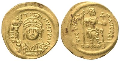 Giustiniano II (565–578), Solidus, Costantinopoli, AV