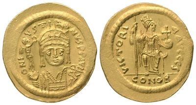 Justinianus II (565–578), Solidus in oro, Constantinopolis (AV)