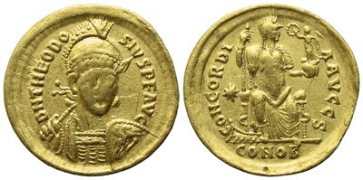 Theodosius II (408-450), Solidus, Constantinople; Av (4,30 G; 20 MM; 6 H)
