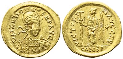 Zeno (476-491), Solidus, Constantinople; Av (4,43 G; 19,8 MM; 6 H)