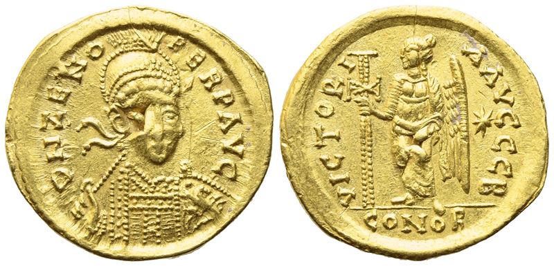Zeno (476-491), Solidus, Constantinople; Av (4,43 G; 19,8 MM; 6 H)