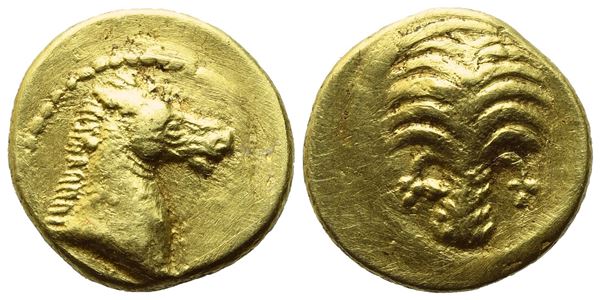 Carthage, 1/10 Stater or Trihemiobol, c. 350-320 BC; AV (1,06 g; 8,6 mm; 6 h)
