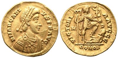 Arcadius (383-408), Solidus, Milan, 395-423; Av (4,33 G; 20,2 MM; 6 H)
