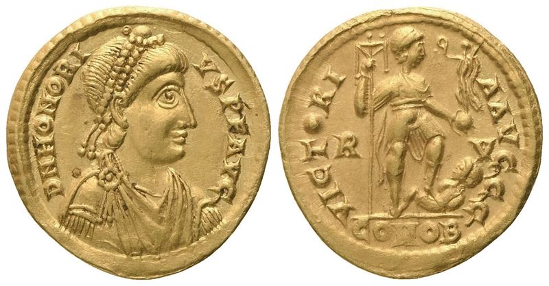 Honorius, Solidus, Ravenna (402-406), diritto e rovescio