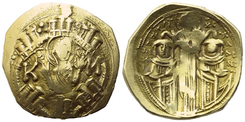 Anonimo bizantino, Andronico II Paleologo e Michele IX, iperpiro (hyperpyron nomisma) in oro