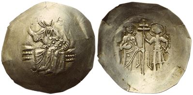 John II Comnenus (1118-1143); Aspron Trachy, Constantinople; El (1,85 G; 27,5 MM; 6 H).