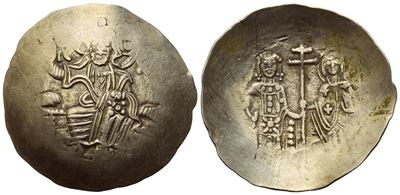 Manuel i Comnenus (1143-1180); Aspron Trachy; Constantinople Mint. El (1,96 G; 26 MM; 6 H).