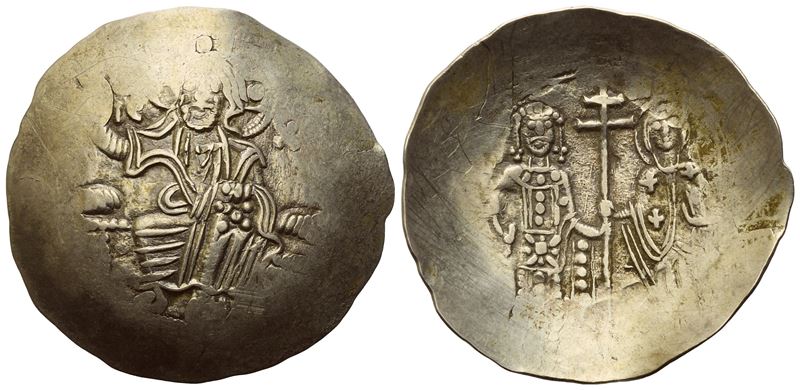 Manuel i Comnenus (1143-1180); Aspron Trachy; Constantinople Mint. El (1,96 G; 26 MM; 6 H).