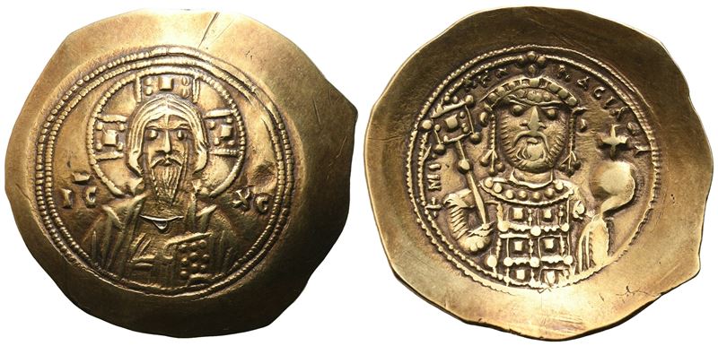 Michael VII Doukas, Histamenon nomisma, Costantinopoli, AV (IC–XC e busto di Cristo; MIXAHA RACIA...