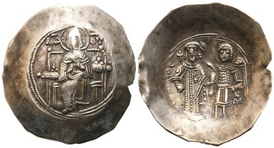 Isaac II Angelus (1185-1195), Aspron Trachy, Constantinople; El (3,78 G; 29 MM; 6 H)