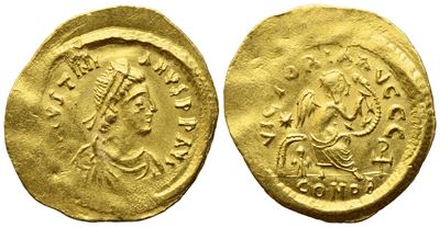 Justinian i (527-565), Semis, Constantinople; Av (2,23 G; 20 MM; 6 H)