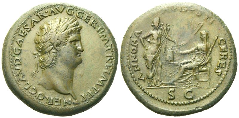 Nero (54-68), Sestertius, Lugdunum, c. AD 65; Æ (g 26,64; mm 35)