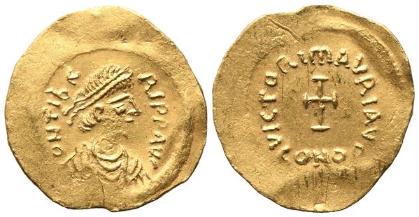 Maurice Tiberius (582-602), Tremissis, Constantinople; AV (1,51 g; 16,2 mm; 6 h)