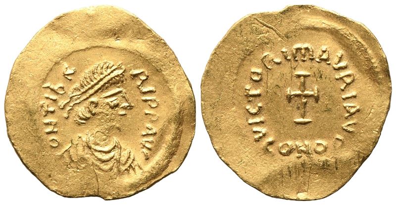 Maurice Tiberius (582–602), Tremissis di Costantinopoli, AV
