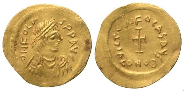 Phocas (602-610), Tremissis, Constantinopolis; AV (1,48 g; 16,5 mm; 6 h)