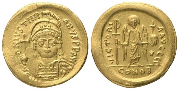 Justinian I (527-565), Solidus, Constantinopolis; AV (4,47 g; 19,8 mm; 7 h)