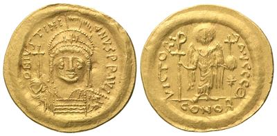 Giustiniano I (527–565), Solidus in oro, Constantinopolis