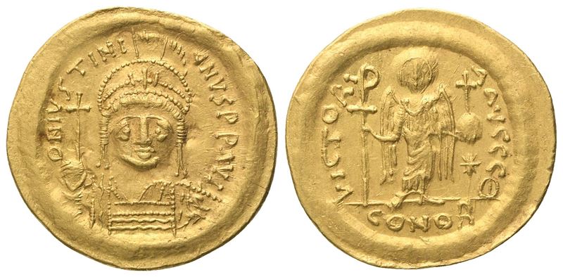 Giustiniano I (527–565), Solidus in oro, Constantinopolis