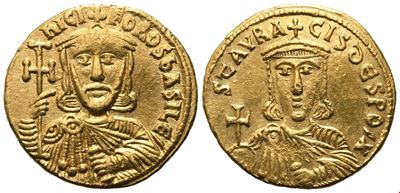 Niceforo I (802–811) con Stauracio, solidus in oro (AV), Costantinopoli