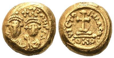 Eraclio e Costantino III, Solidus, zecca di Cartagine, c. 619-620