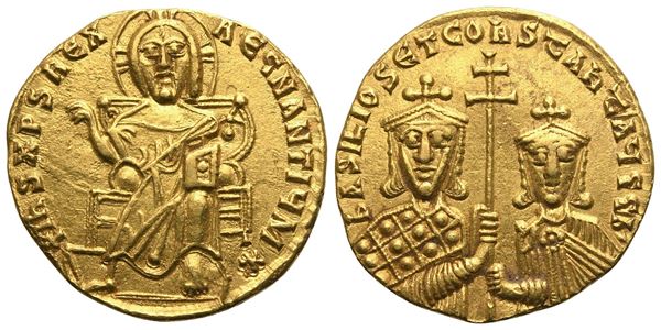 Basil I (867-886) with Constantine, Solidus, Constantinopolis; AV (4,45 g; 19 mm; 7 h)