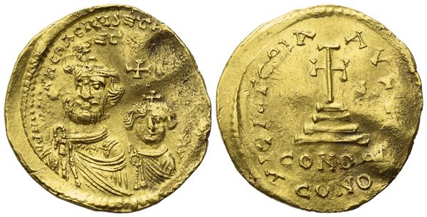 Heraclius (610-641) with Heraclius Constantine, Solidus, Constantinople; AV (4,45 g; 21,3 mm; 6 h)