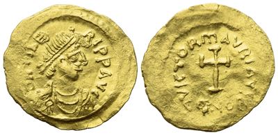 Maurice (582-602), Tremissis; Constantinople Mint; Av (1,50 G; 16,7 MM; 7 H)