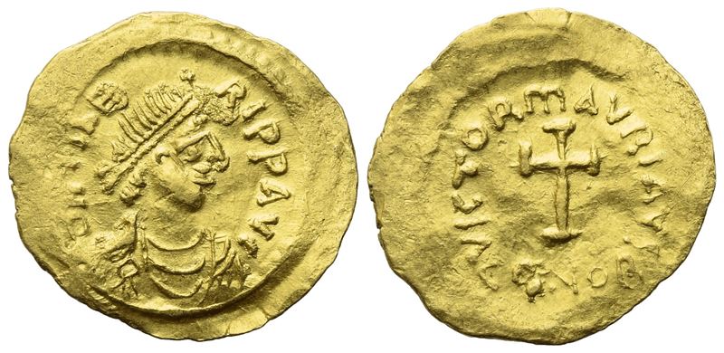 Maurice (582-602), Tremissis; Constantinople Mint; Av (1,50 G; 16,7 MM; 7 H)