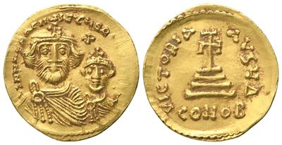Heraclius (610–641) e Heraclius Constantine (figlio), Solidus (oro) — Constantinopolis