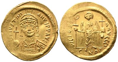 Giustiniano I (527–565), Solidus da Costantinopoli, AV