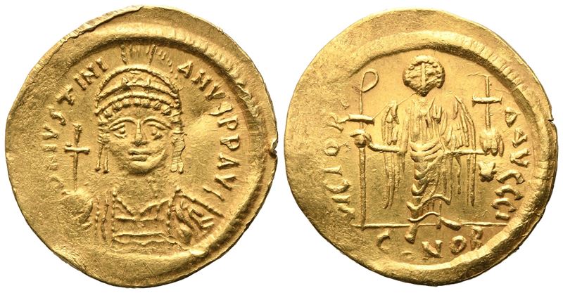 Giustiniano I (527–565), Solidus da Costantinopoli, AV
