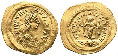 Giustiniano I (527–565), Tremisse, Costantinopoli