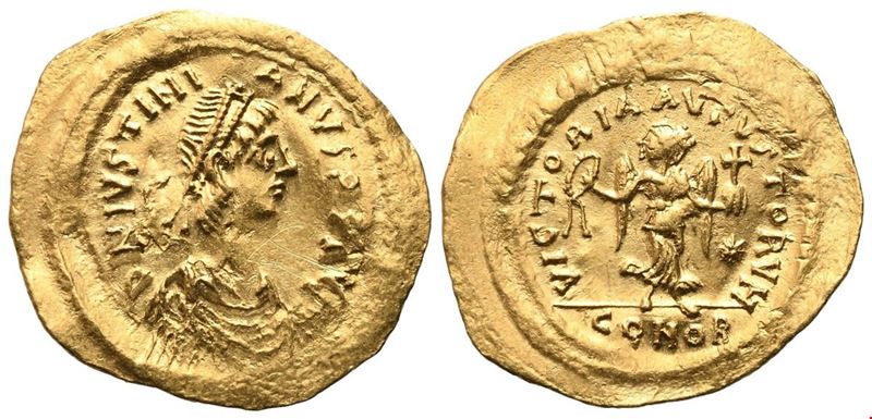 Giustiniano I (527–565), Tremisse, Costantinopoli