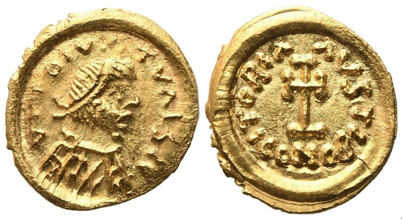 Pseudo-imperial coinage, Tremissis «In the name of Emperor Constans II» (641–668) da zecca incert...