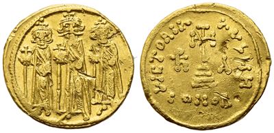 Heraclius With Heraclius Constantine And Heraclonas (610-641), Solidus; Costantinople Mint; Av (4...