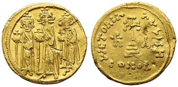Heraclius with Heraclius Constantine and Heraclonas (610-641), Solidus; Costantinople mint; AV (4,42 g; 19 mm; 6 h)