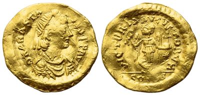 Anastasius (491-518), Tremis; Constantinople Mint; Av (1,44 G; 14,4 MM; 6 H)