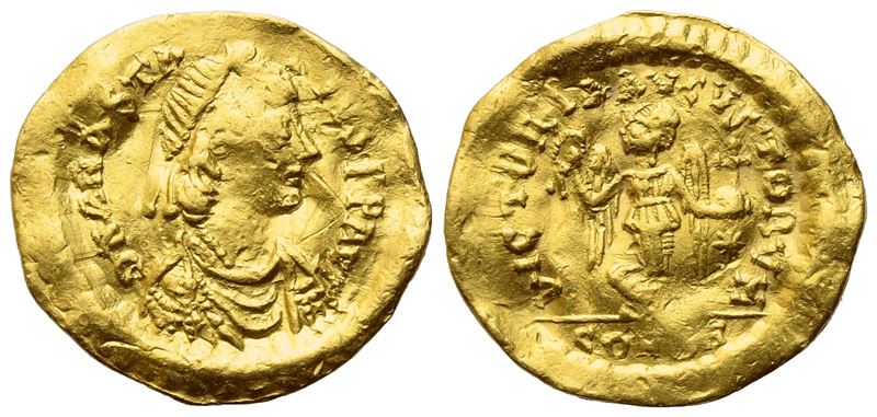 Anastasius (491-518), Tremis; Constantinople Mint; Av (1,44 G; 14,4 MM; 6 H)